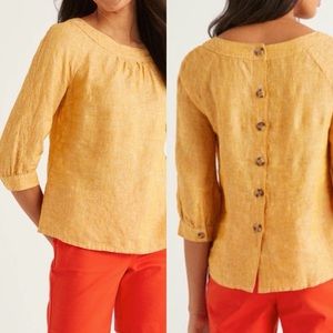 Boden Yellow Button-Back Top